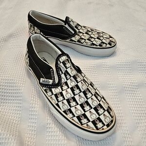 VANS Kids Classic Slip-On Sneaker Checkered Snowman Pattern Size 12